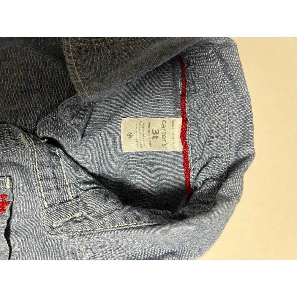 Carters 3T Boys Denim Long Sleeve Shirt Button Up‎